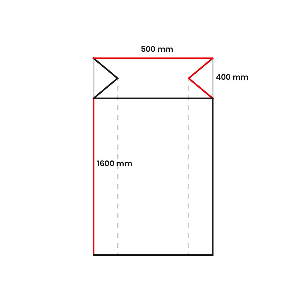 Bild 3 LDPE-Seitenfaltensack 500 + 400 x 1600/0,05mm